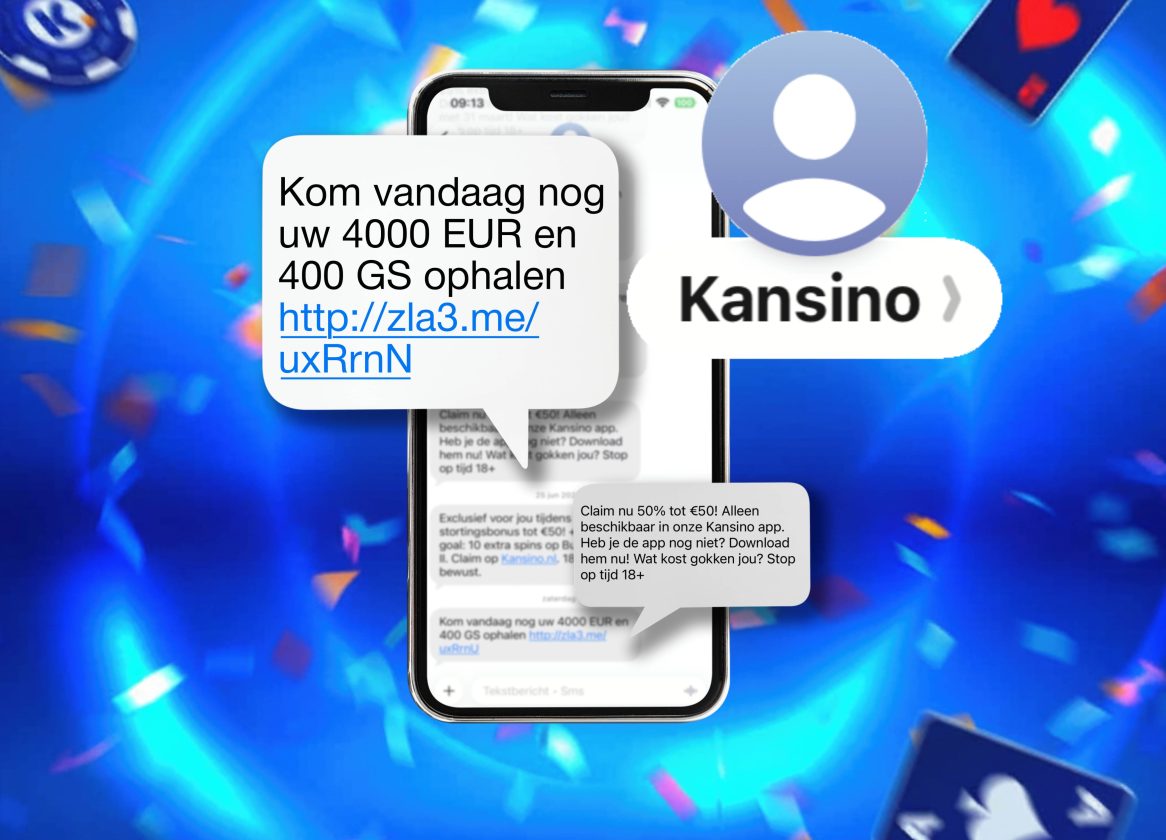 Kansino SMS bericht malafide aanbieder