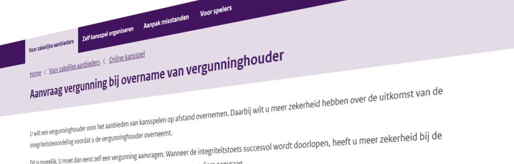 Vergunningsaanvraag overname gokbedrijven