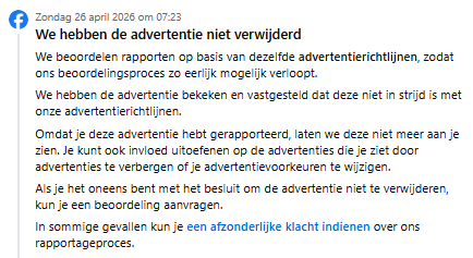 Facebook geen overtreding.