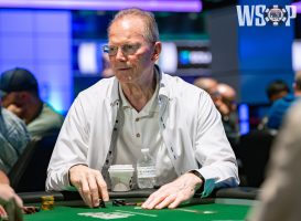 Marcel Lüske competes in the 2026 World Series of Poker Texas Hold’em No Limit $10,000 Main Event World Championships at Horseshoe Casino in Las Vegas, Nevada on July 5, 2026. Photo by Tyler Abrams.
