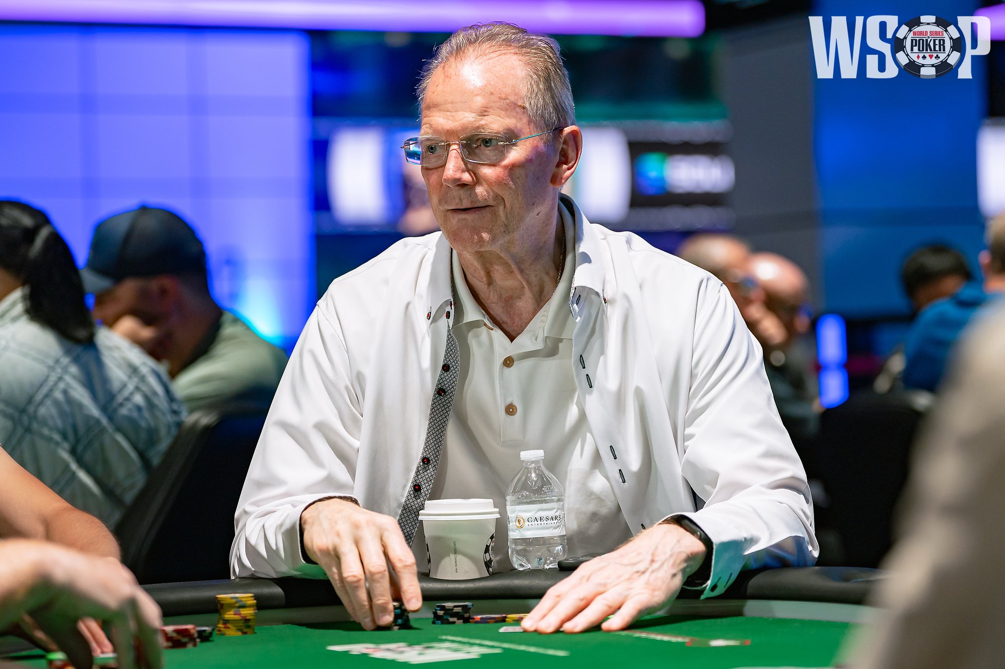 Marcel Lüske competes in the 2026 World Series of Poker Texas Hold’em No Limit $10,000 Main Event World Championships at Horseshoe Casino in Las Vegas, Nevada on July 5, 2026. Photo by Tyler Abrams.