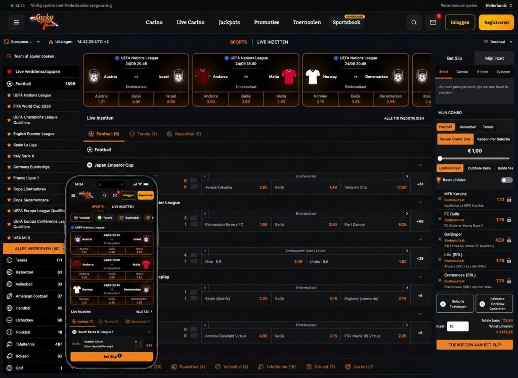 Lucky 7 Casino deelde alvast een screenshot van het aanstaande sportsbook van de goksite met CasinoNieuws nl